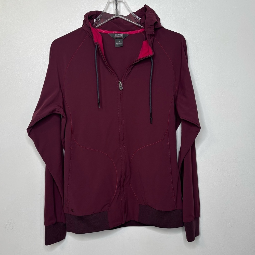 Outdoor Research Ferrosi Metro Hoody Full Zip Jacket Womens Large Burgundy